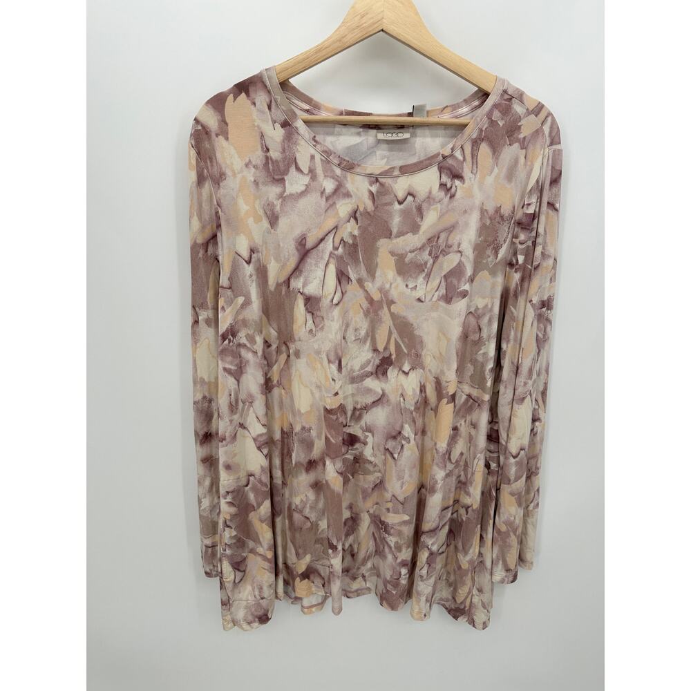 Logo Lori Goldstein Tunic Women Pastel Floral Stretch Pockets Size XL Spring Top